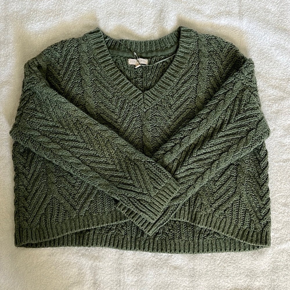 LA Hearts Green Knit Cropped Sweater